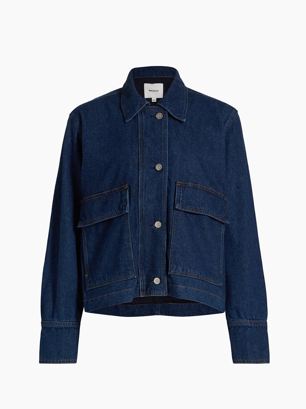 Reformation Dark Blue Denim Cropped Jacket
